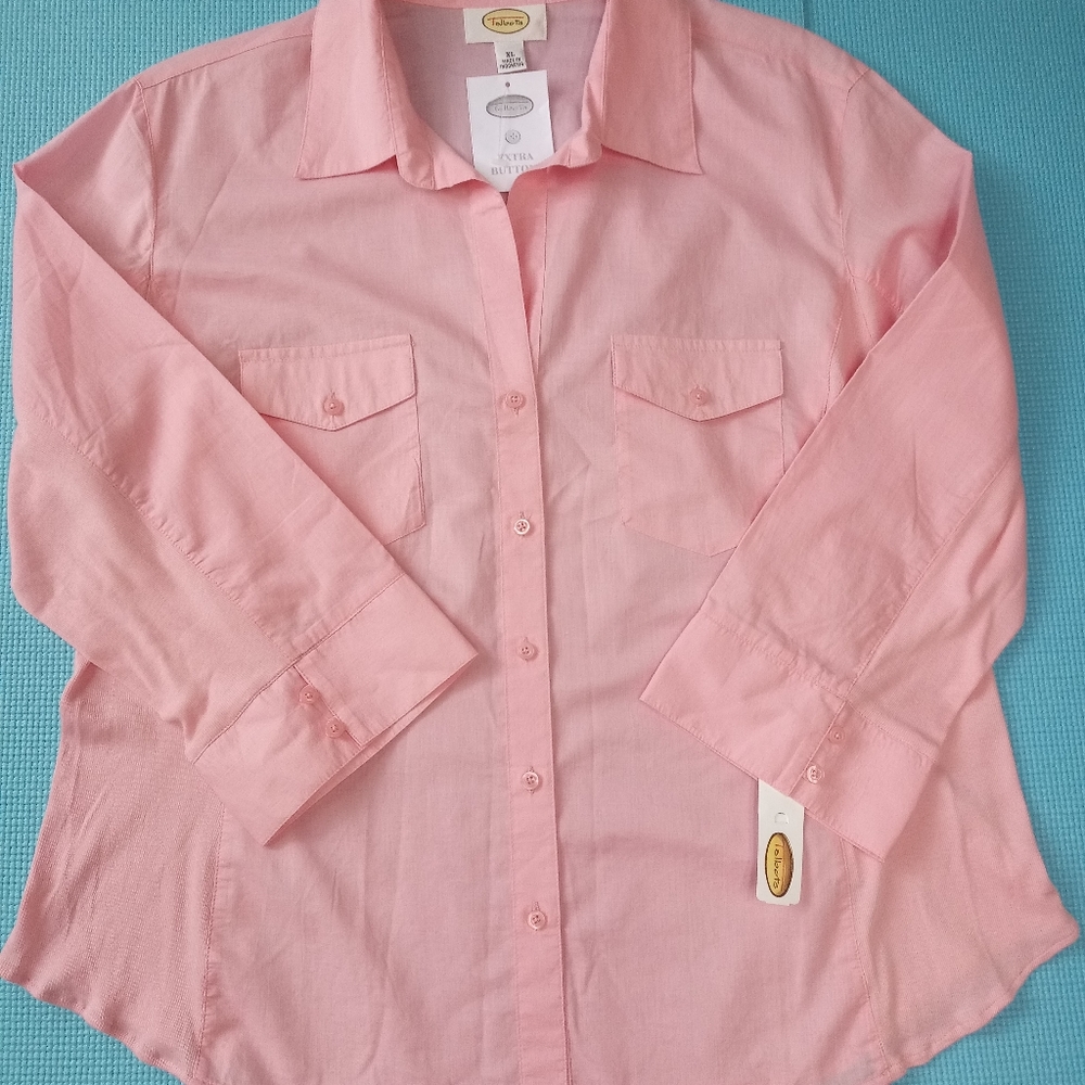Talbots Stretch Blouse Salmon Pink XL